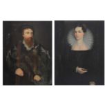 Two English aristocratic family portraits on canvas