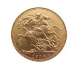 George V Bombay Mint gold sovereign, 1918