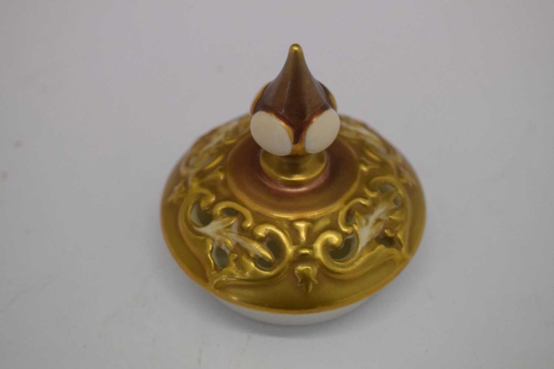 Royal Worcester fruit decorated pot pourri vase and dish - Image 13 of 13