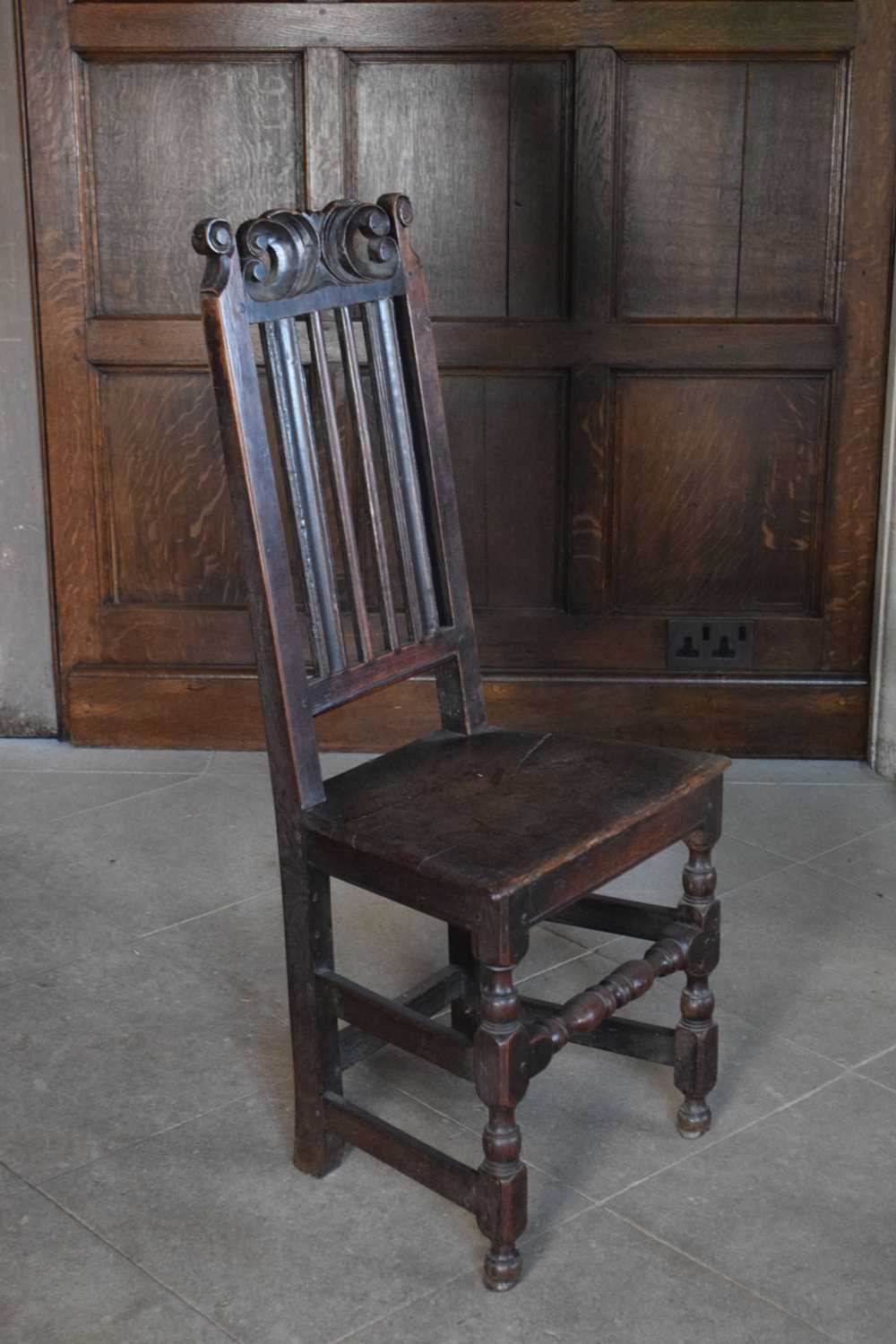 Harlequin set of twelve late 17th Century oak high-back dining chairs - Image 12 of 25