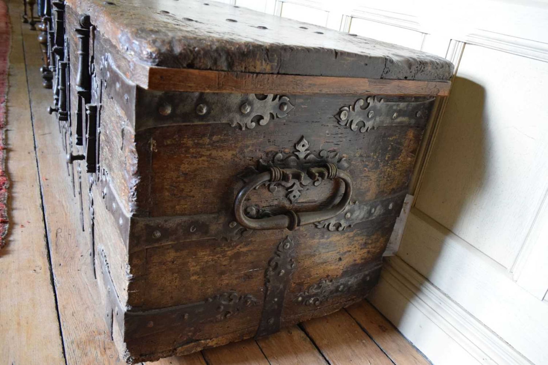 16th Century boarded pine and iron-bound chest - Image 3 of 16