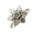 Seven-stone diamond flower head cluster ring