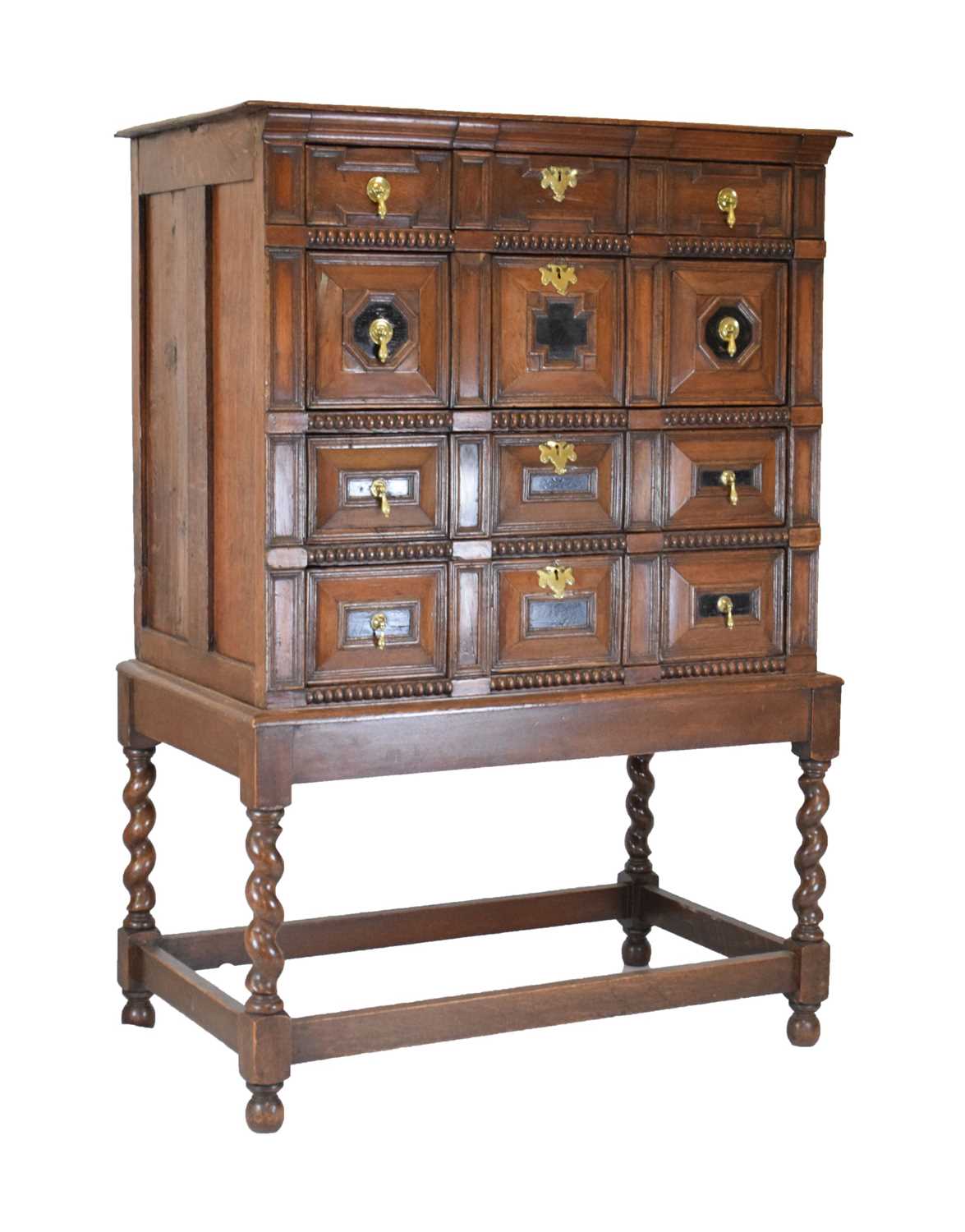 Late 17th Century oak geometric chest of drawers