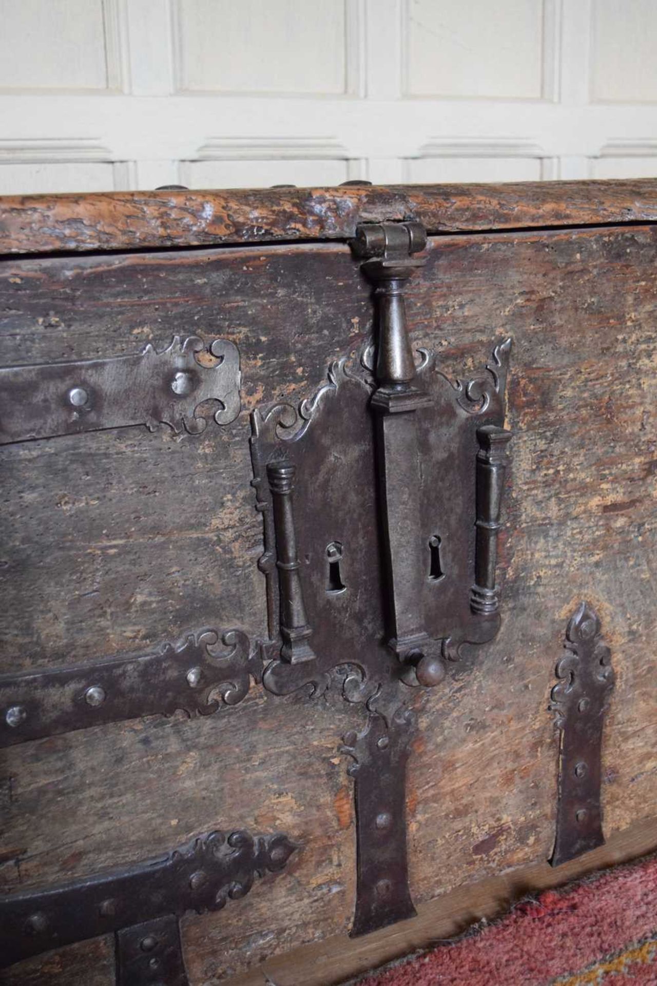 16th Century boarded pine and iron-bound chest - Image 11 of 16