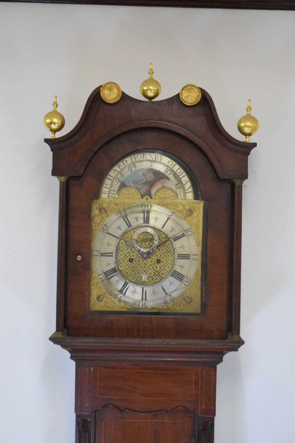 Early 19th Century inlaid mahogany cased 8-day brass dial longcase clock - Richard Hornby, Oldham - Image 11 of 14