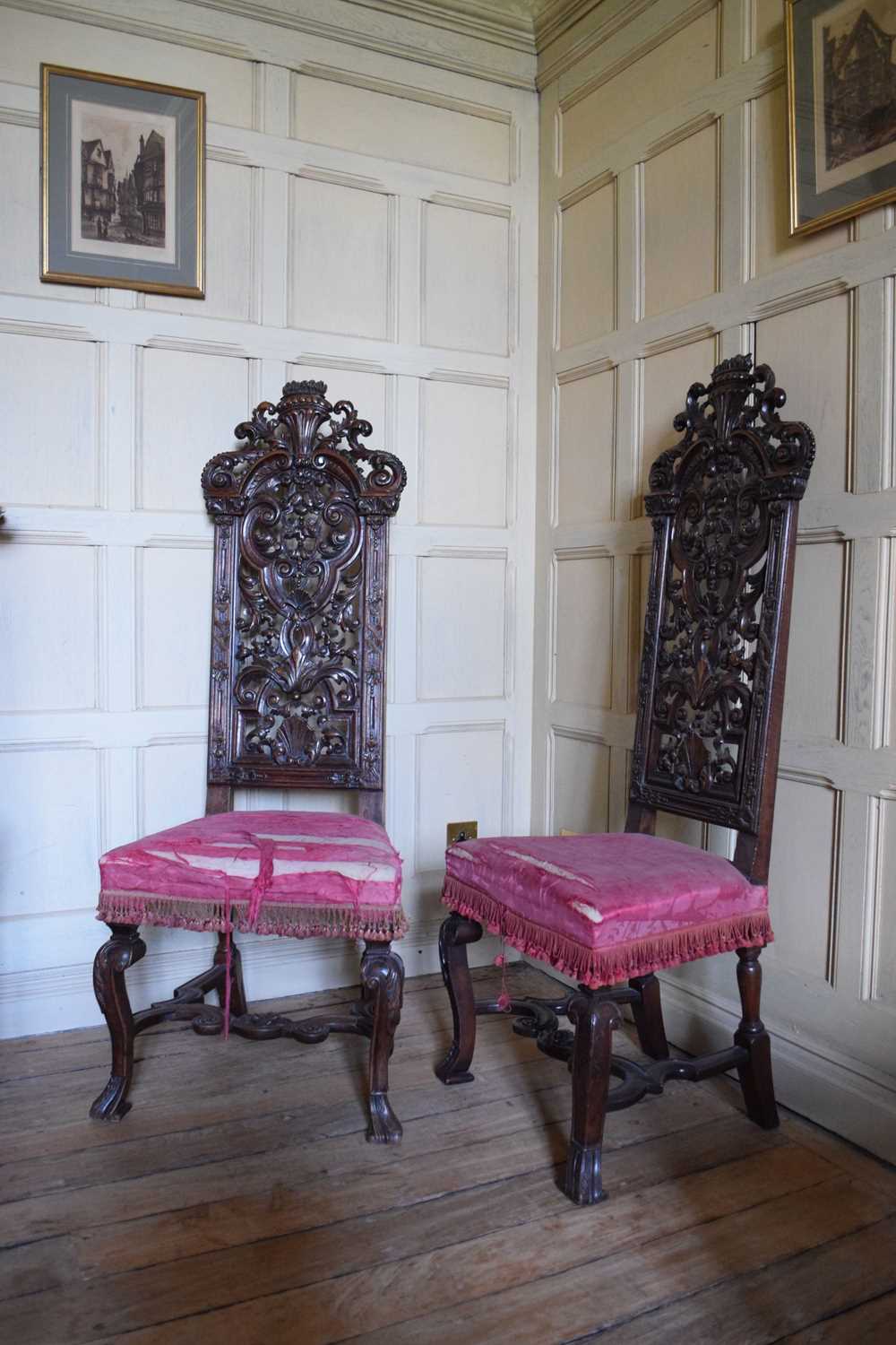 Set of six late 17th Century and later walnut high back dining chairs - Image 3 of 27