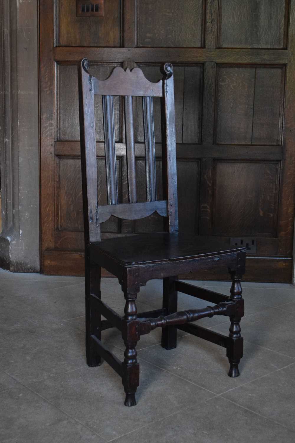 Harlequin set of twelve late 17th Century oak high-back dining chairs - Image 8 of 25