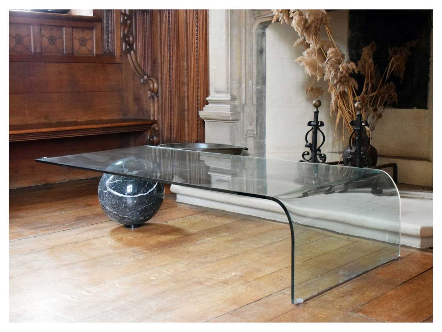 Cattelan Italia - Late 20th Century Italian modernist glass and marble coffee table