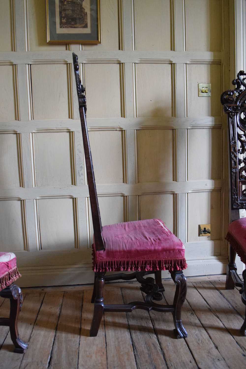 Set of six late 17th Century and later walnut high back dining chairs - Image 10 of 27