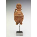 Pre Columbian Aztec type red clay figure