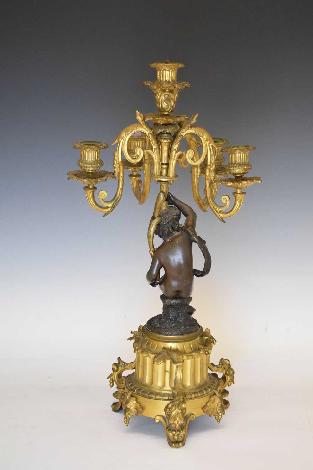 Pair mid 19th Century French patinated bronze and ormolu figural candlesticks - Image 15 of 15