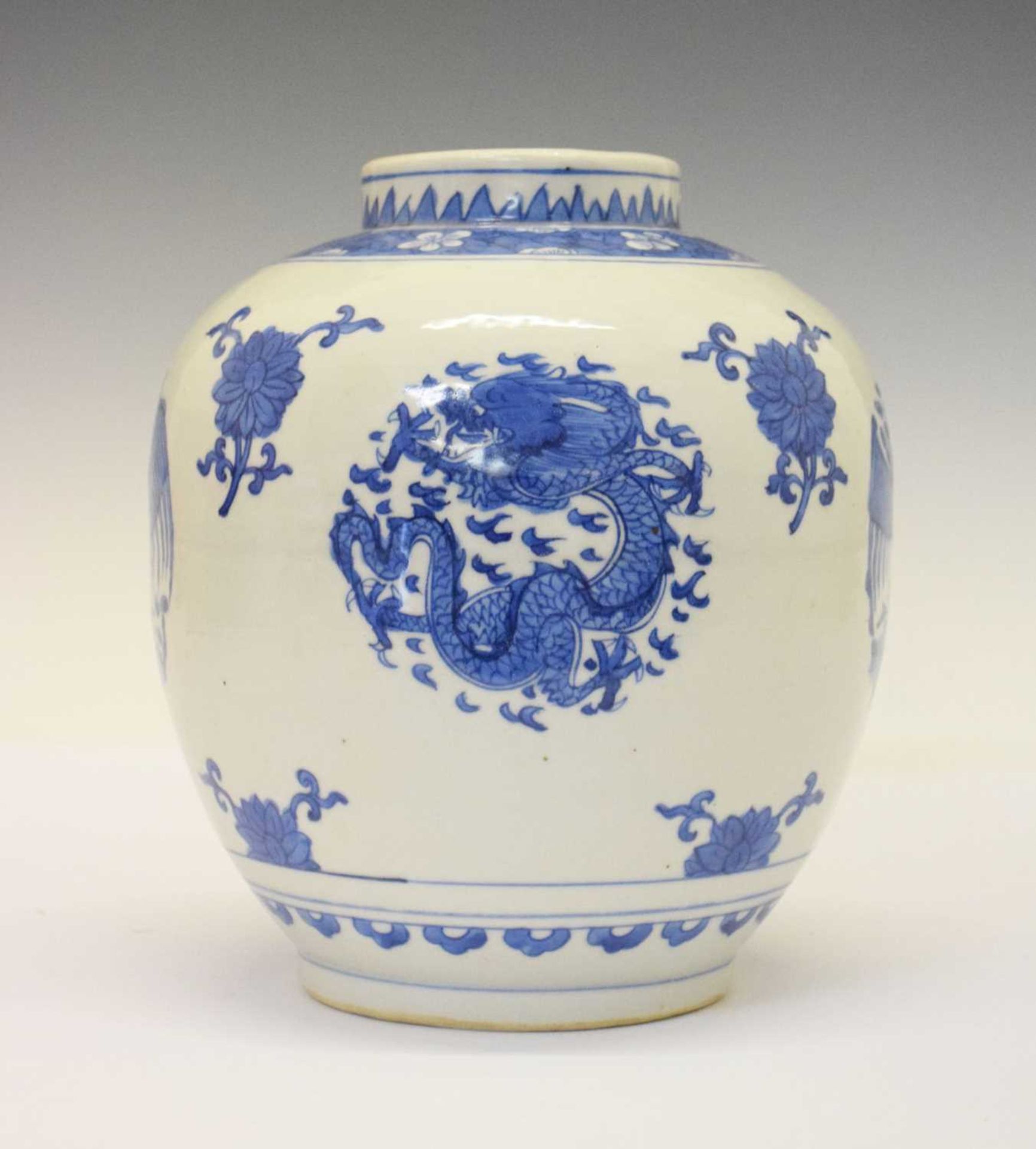 Chinese blue and white porcelain ovoid jar