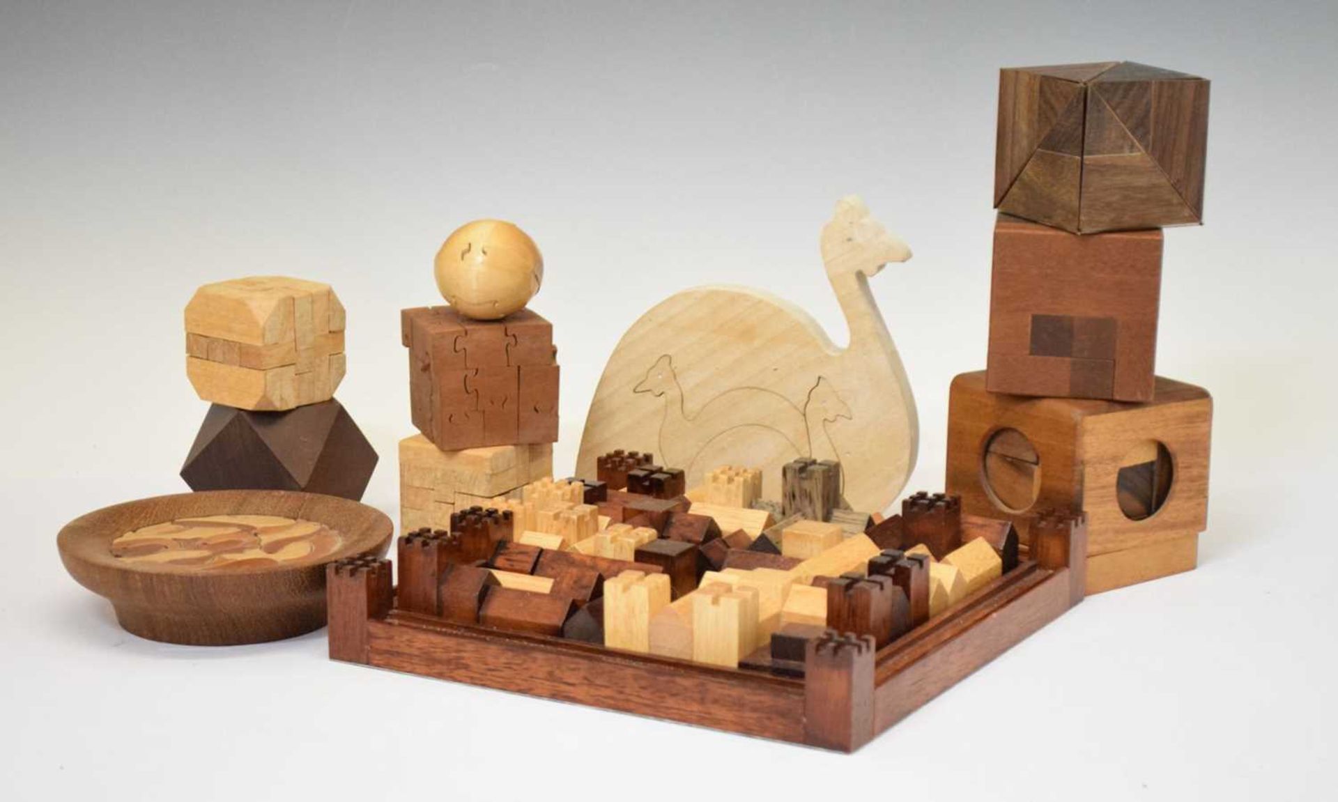 Collection of wooden desk toys