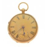 18ct open faced pocket watch