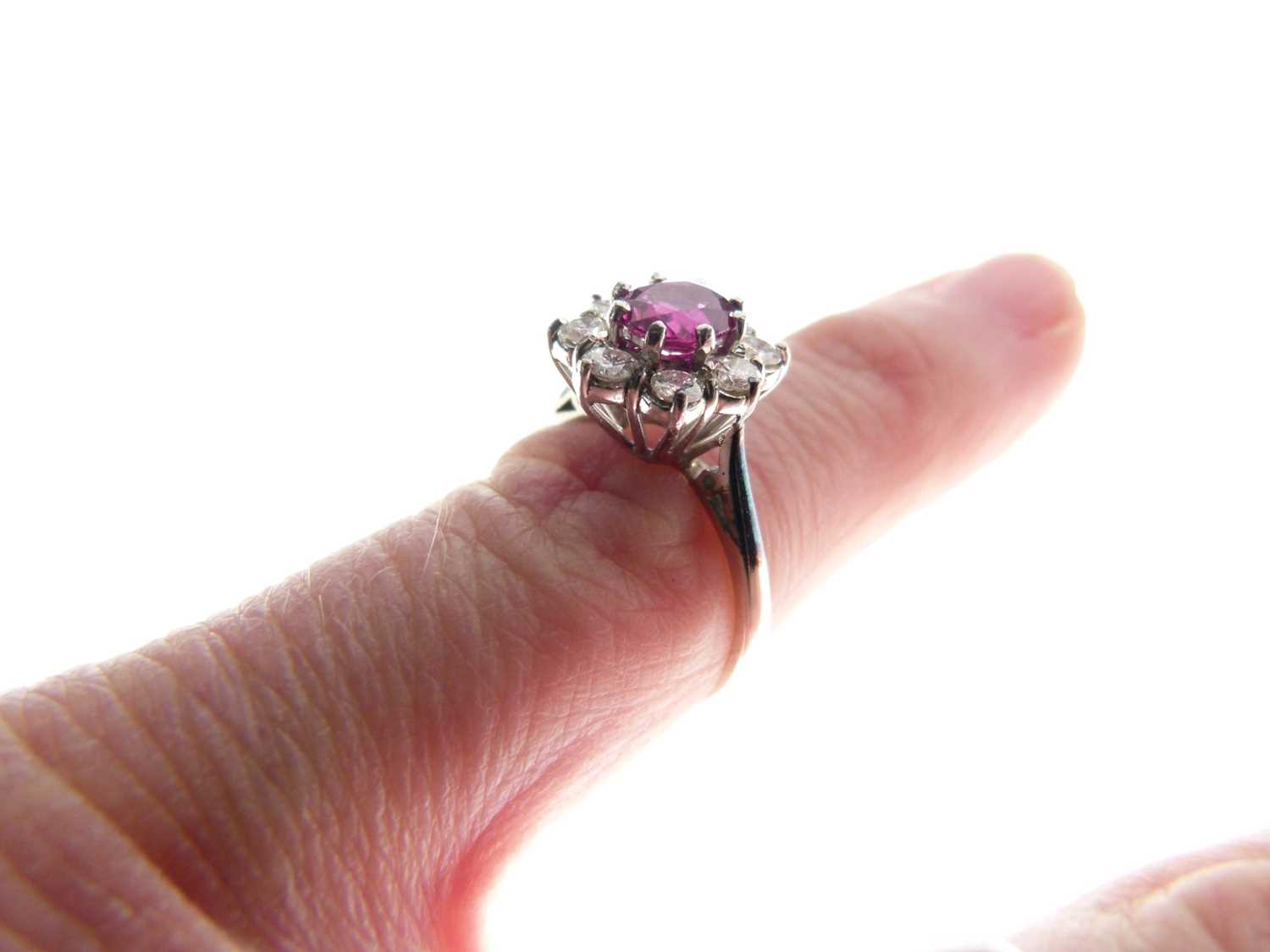 Ruby and diamond 18ct white gold cluster ring - Image 6 of 6