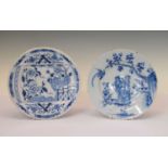 Two mid-18th Century Chinoiserie English delft plates