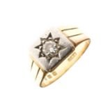 Gentleman's 18ct two-colour gold single-stone diamond ring