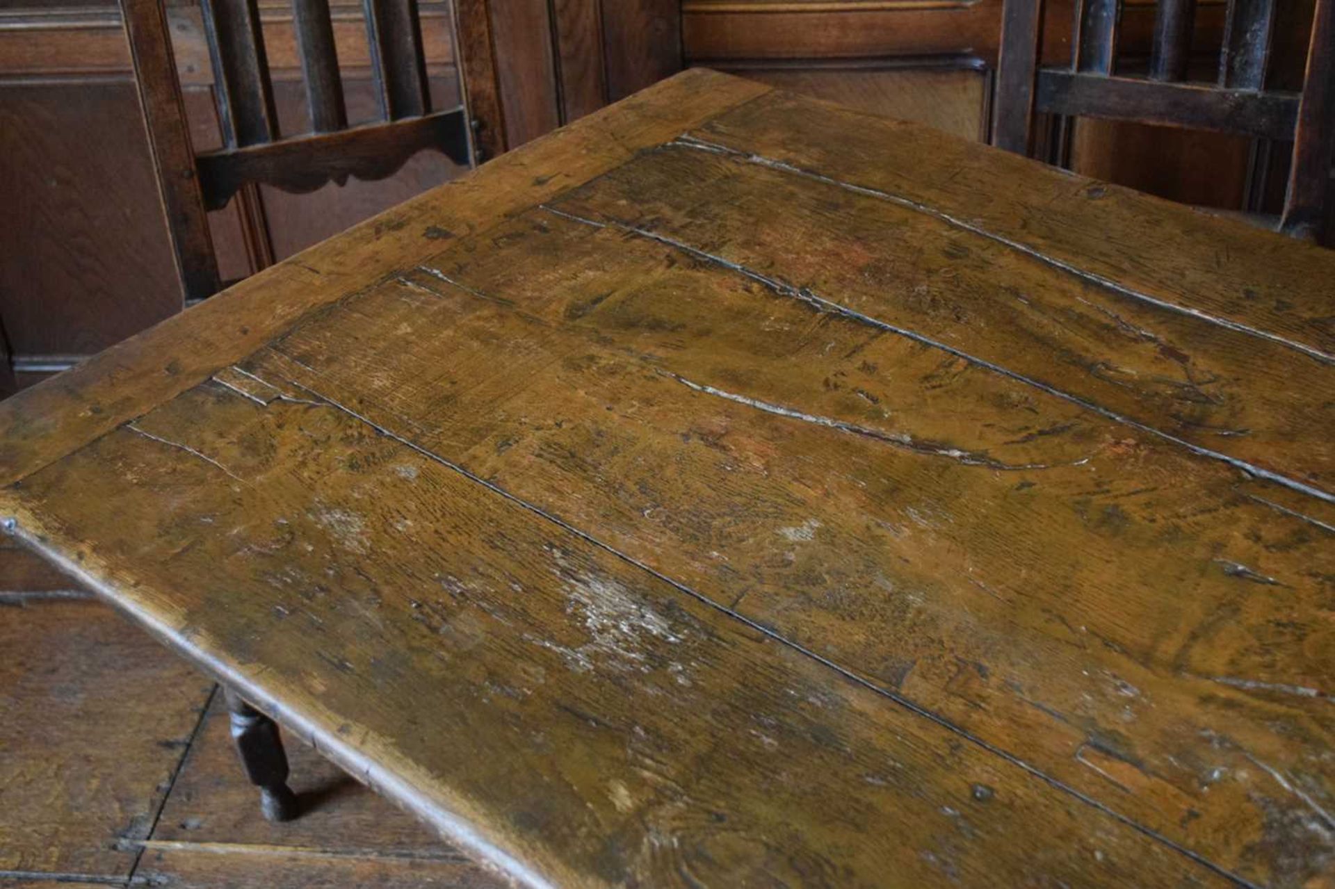 18th Century and later oak trestle table - Image 4 of 11