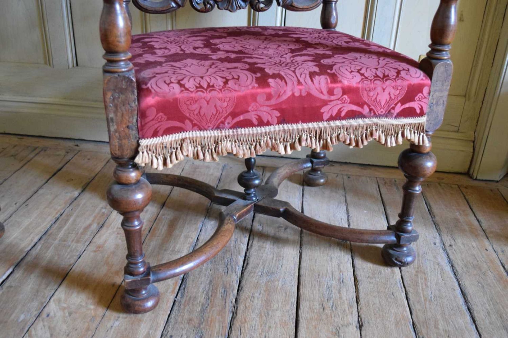 Pair of late 17th Century walnut open armchairs - Image 10 of 14