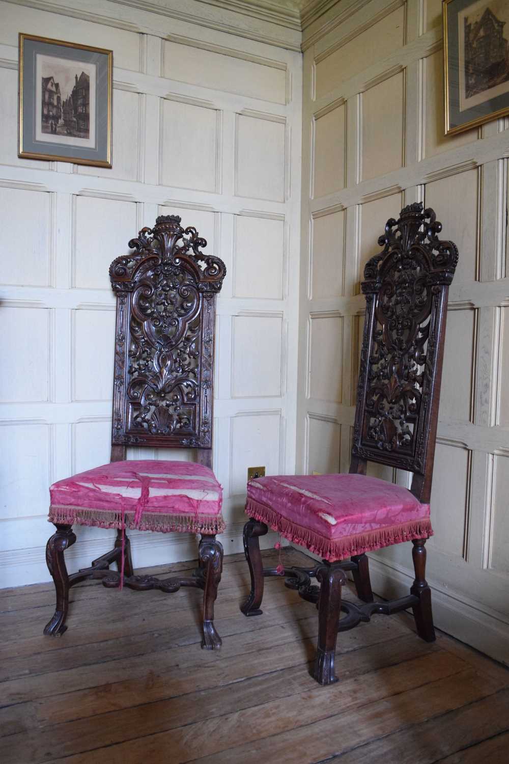 Set of six late 17th Century and later walnut high back dining chairs - Image 2 of 27