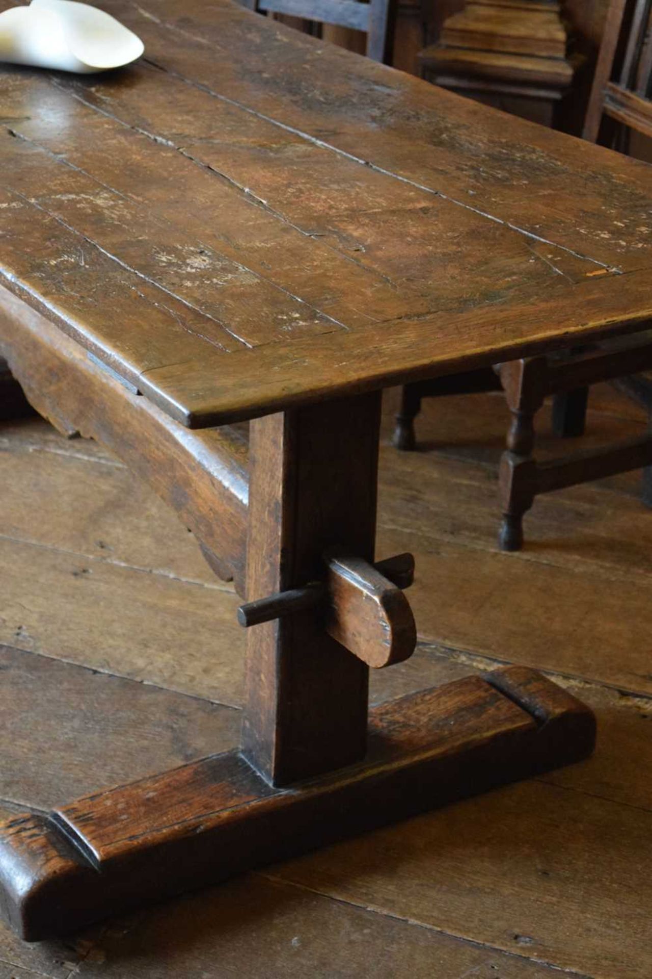 18th Century and later oak trestle table - Image 2 of 11