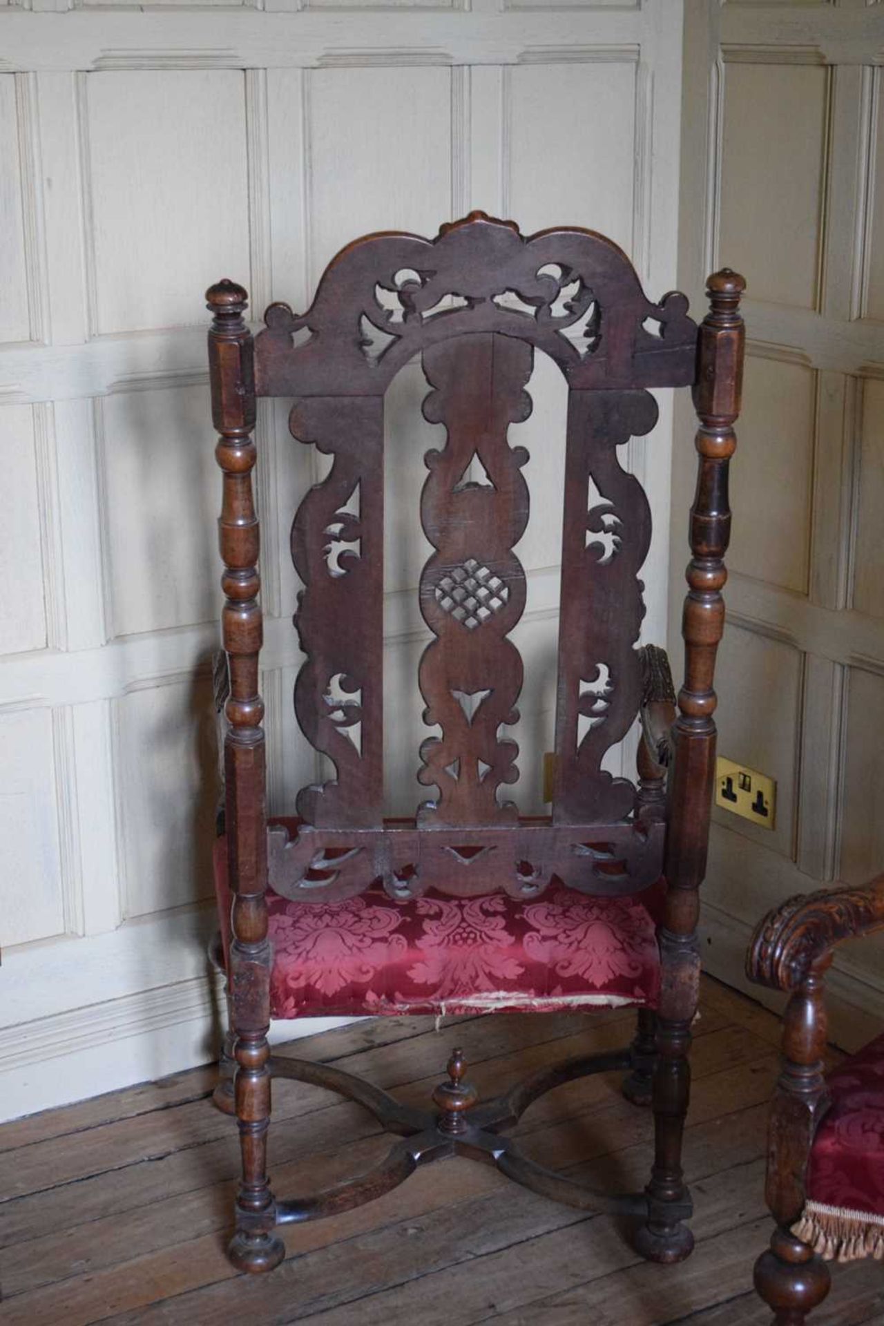 Pair of late 17th Century walnut open armchairs - Image 6 of 14