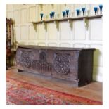 Impressive oak boarded chest, circa 1500