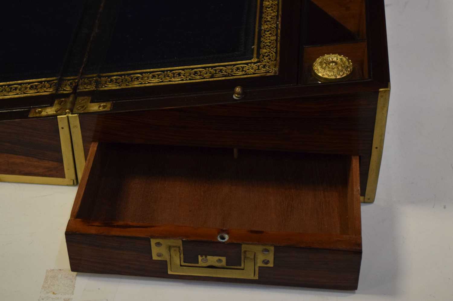 19th Century rosewood and brass bound writing slope - Image 6 of 10