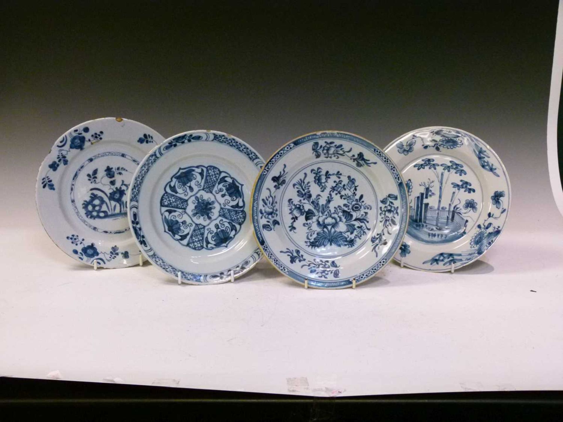 Four 18th Century English delft plates - Image 15 of 19