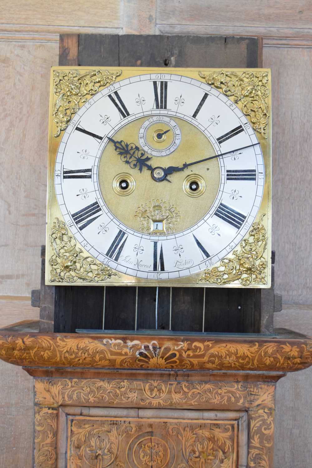 John Norcot, London – Fine walnut and seaweed marquetry eight-day brass dial longcase clock - Image 14 of 18