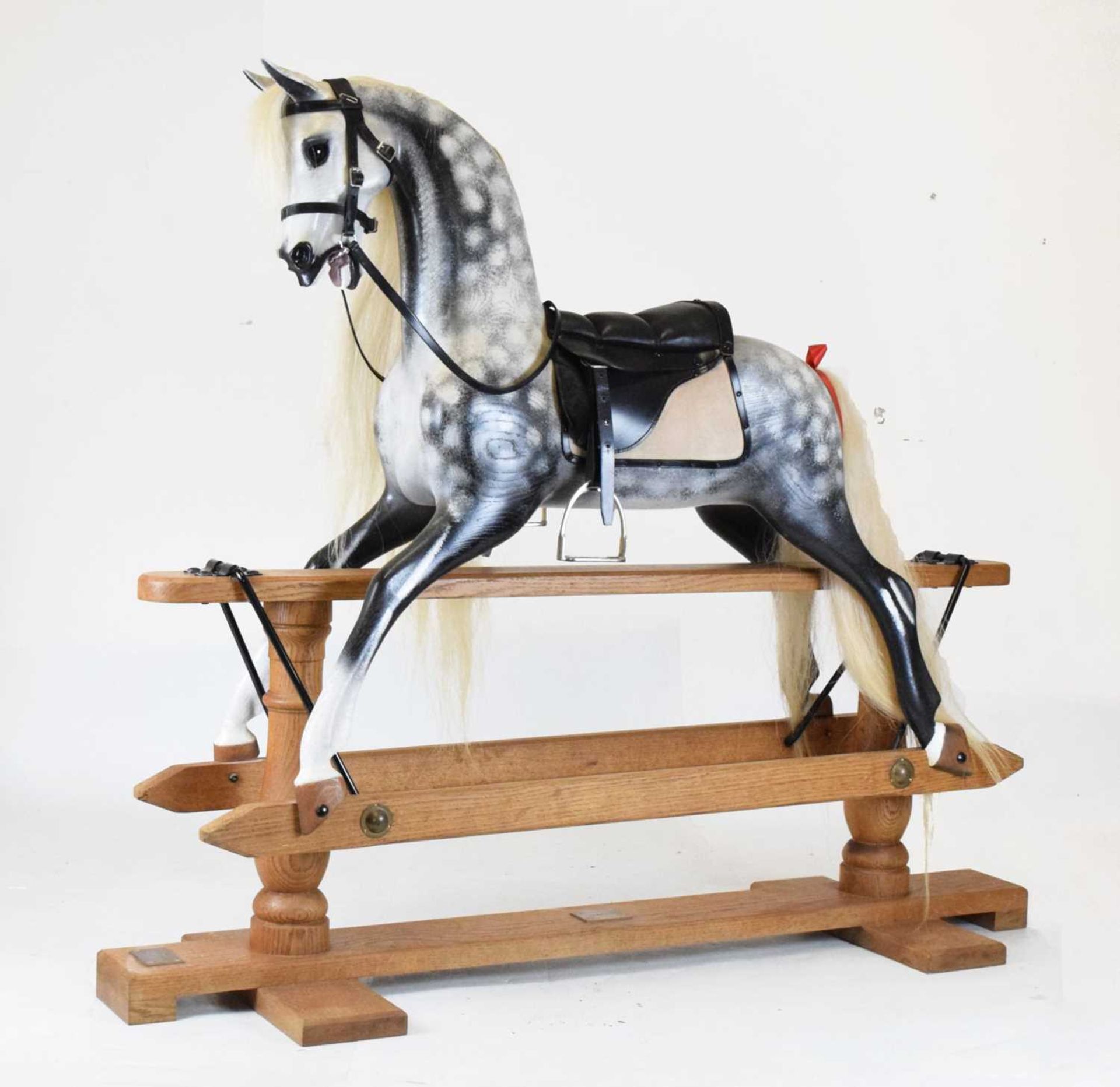 Stevenson Brothers wooden dapple grey rocking horse