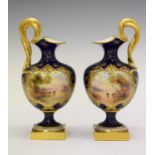 Pair of Harry Stinton cattle decorated vases