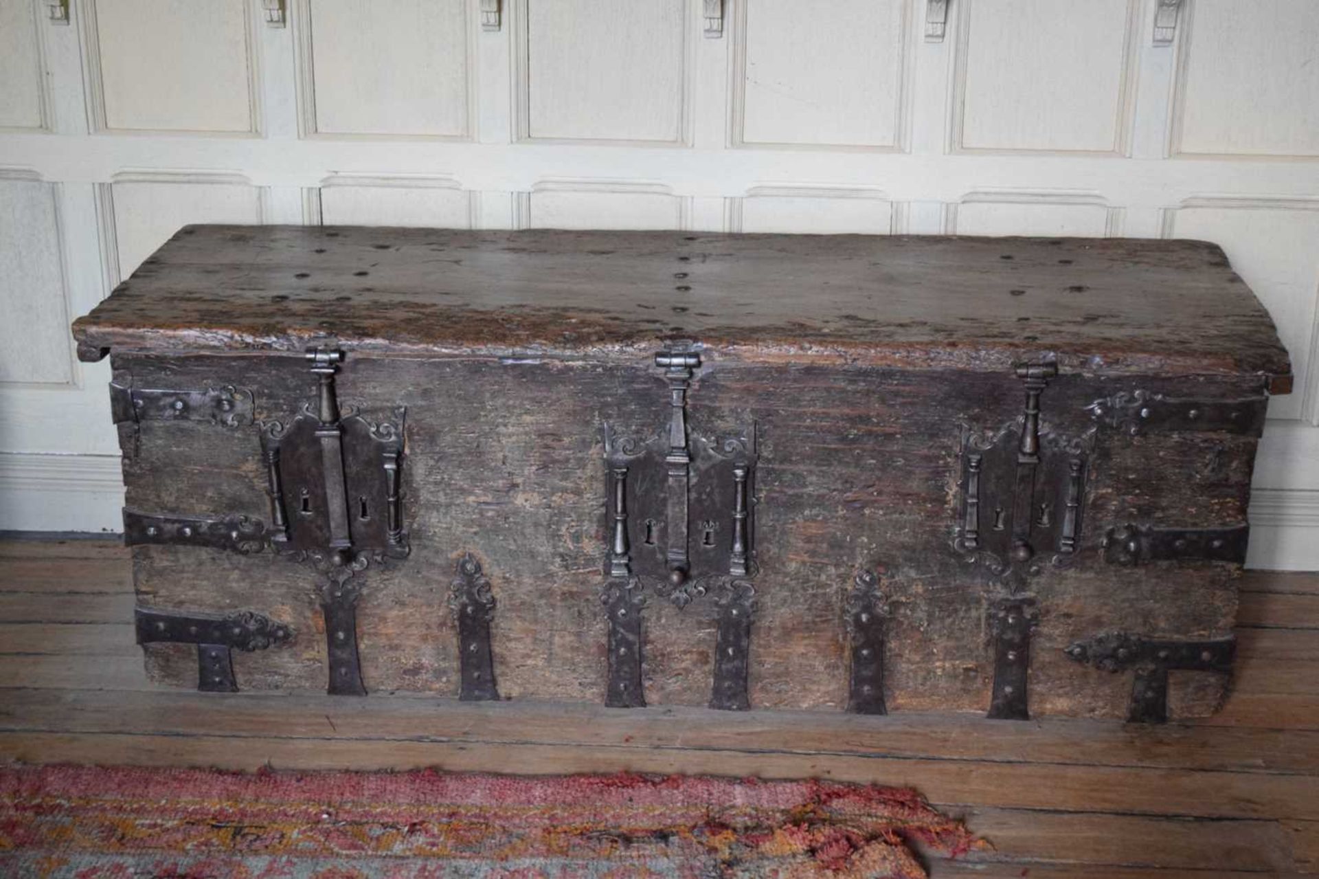 16th Century boarded pine and iron-bound chest - Image 5 of 16