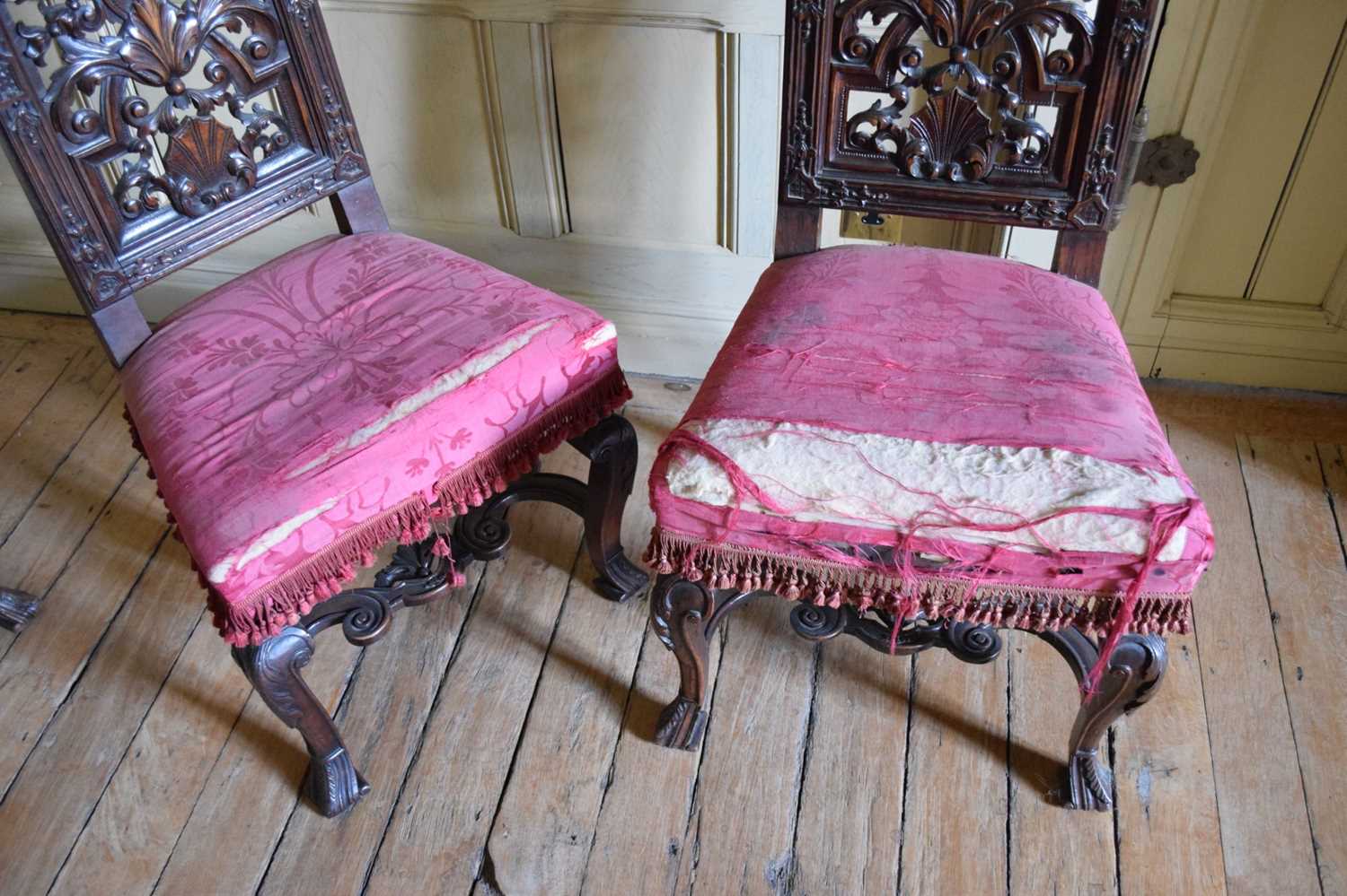 Set of six late 17th Century and later walnut high back dining chairs - Image 13 of 27