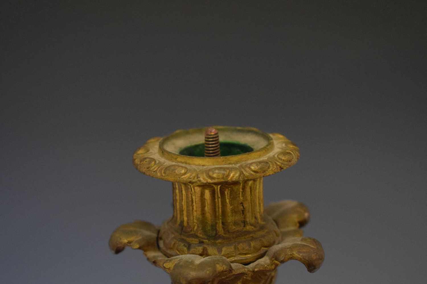 Pair mid 19th Century French patinated bronze and ormolu figural candlesticks - Image 8 of 15