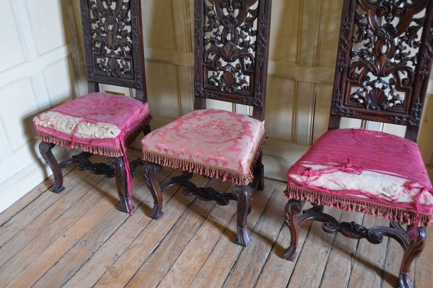 Set of six late 17th Century and later walnut high back dining chairs - Image 26 of 27