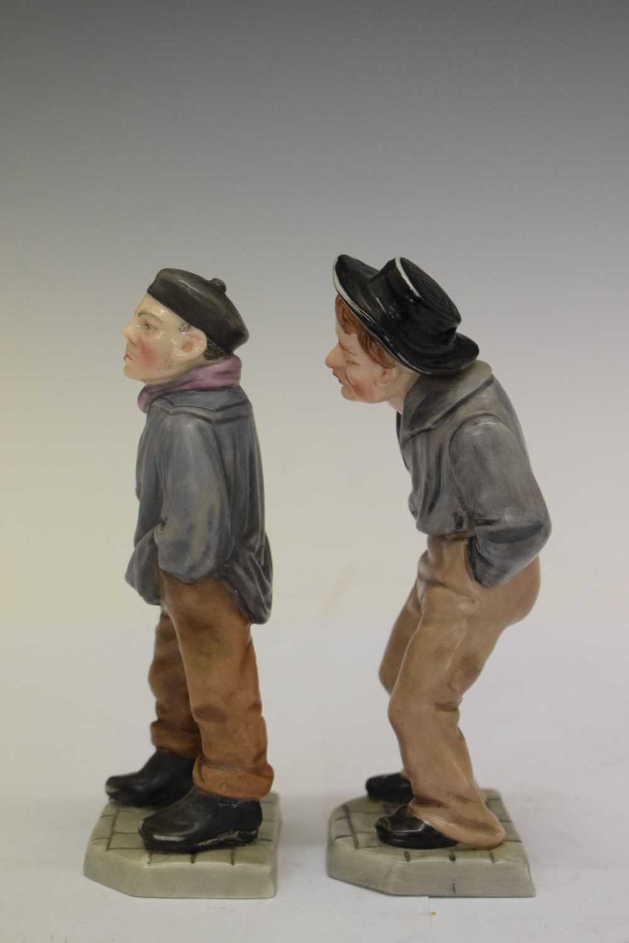 Royal Worcester - Set of six 'Down and Out' menu holder figures - Image 10 of 16