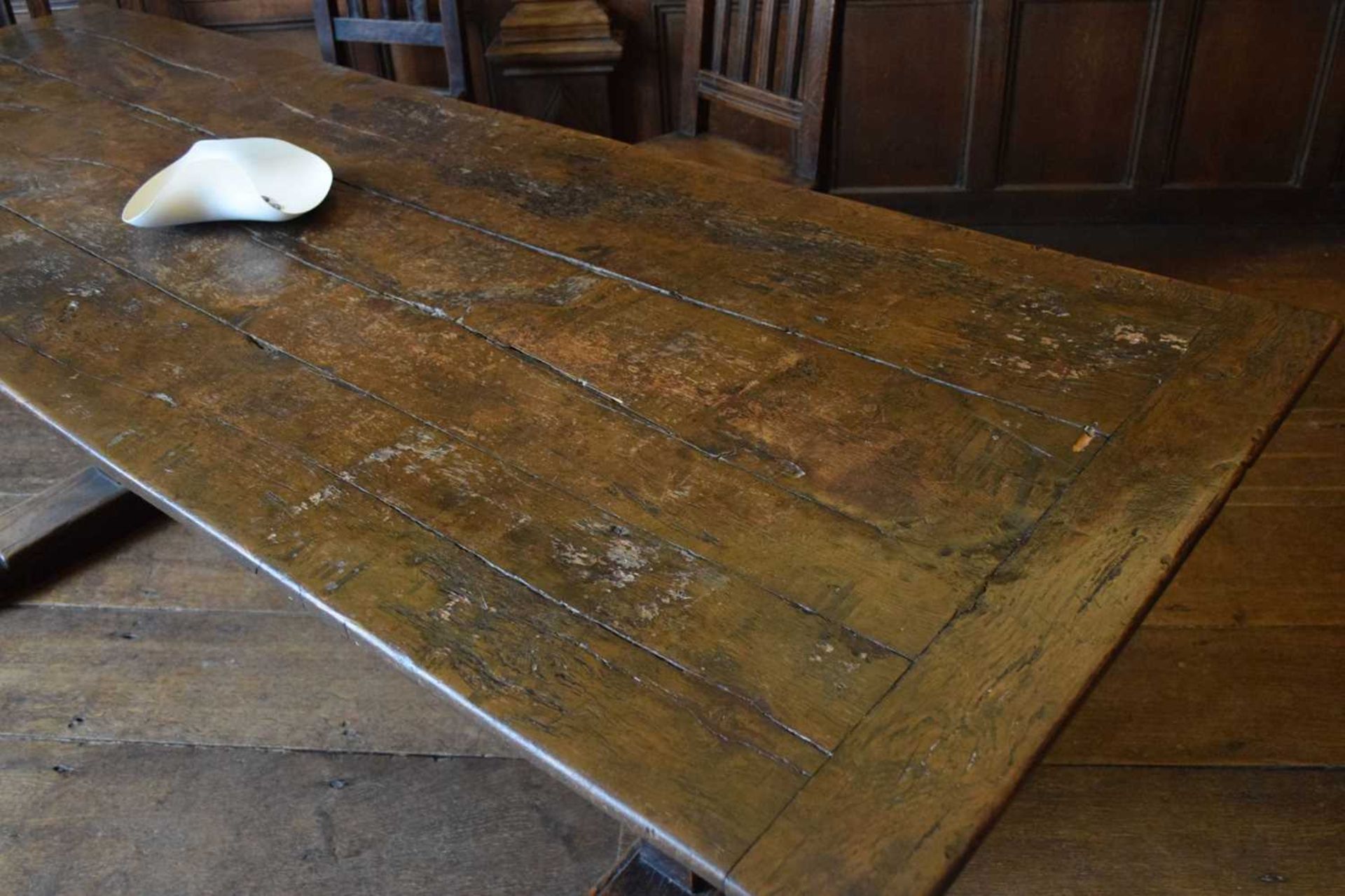 18th Century and later oak trestle table - Image 5 of 11