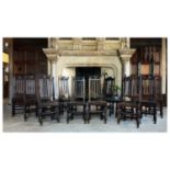 Harlequin set of twelve late 17th Century oak high-back dining chairs