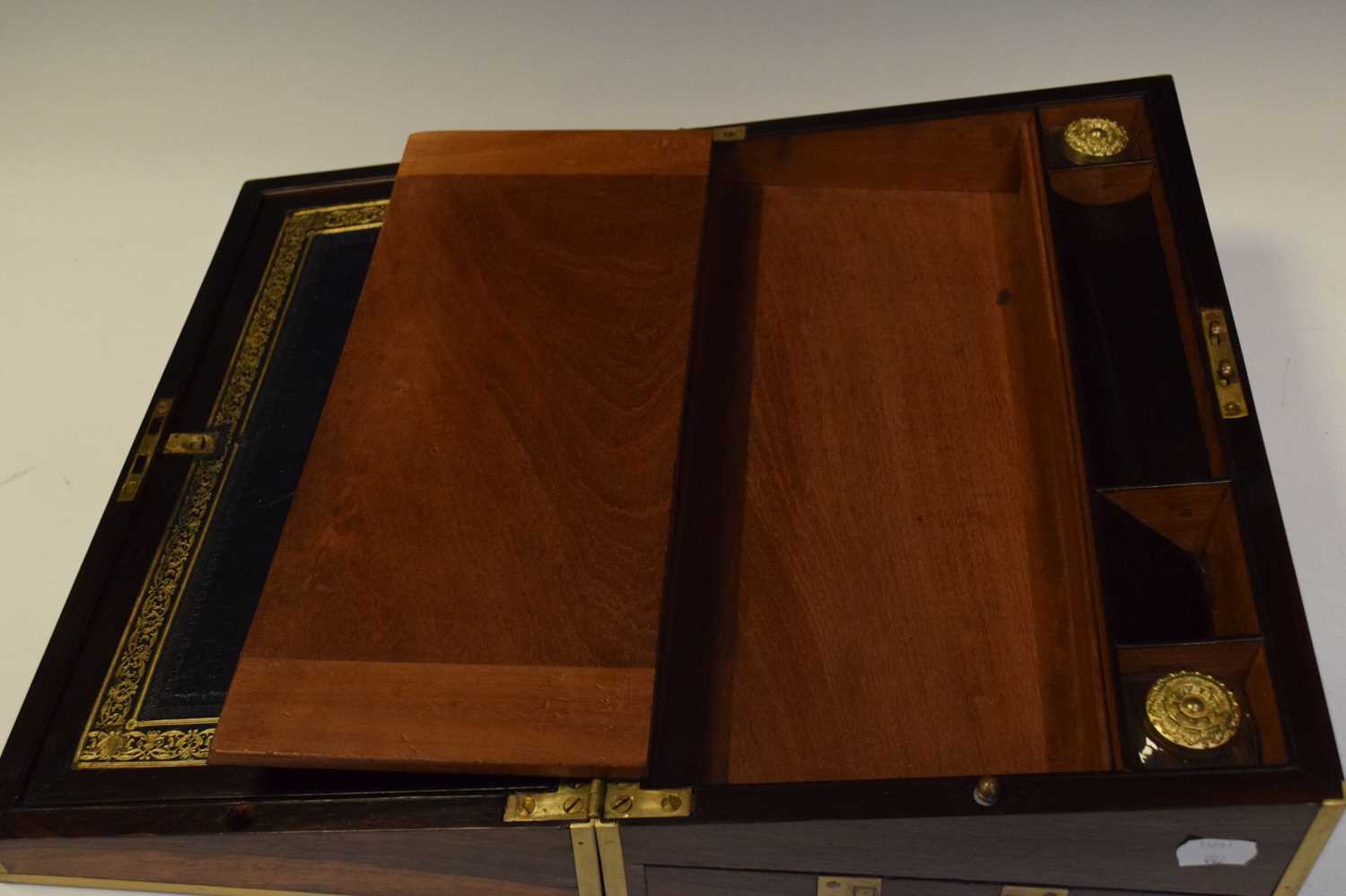 19th Century rosewood and brass bound writing slope - Image 5 of 10