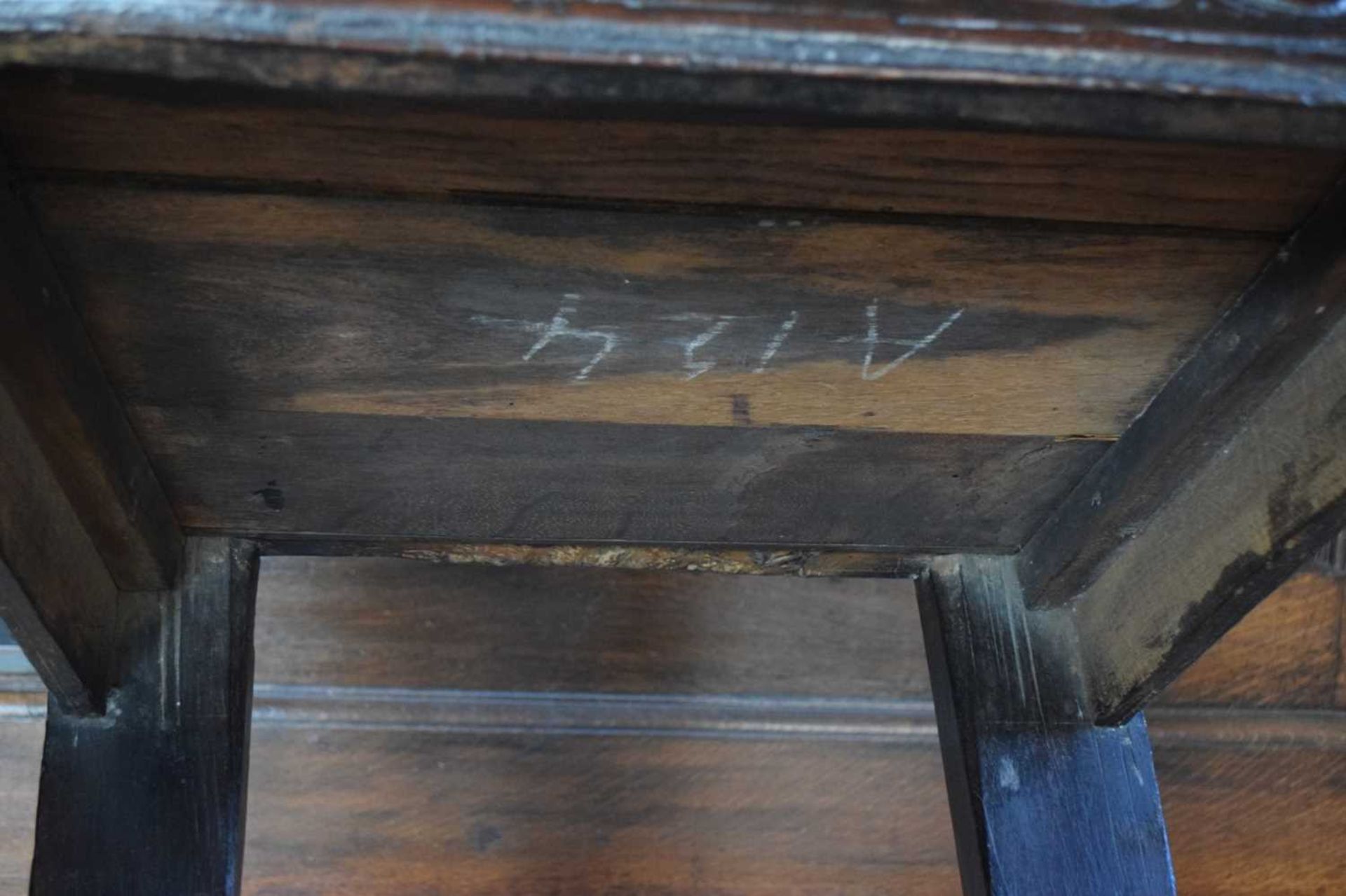 Charles II oak panel-back open armchair - Image 17 of 21