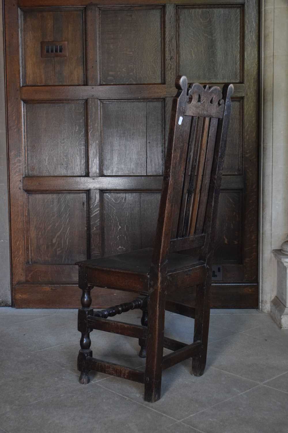 Harlequin set of twelve late 17th Century oak high-back dining chairs - Image 7 of 25