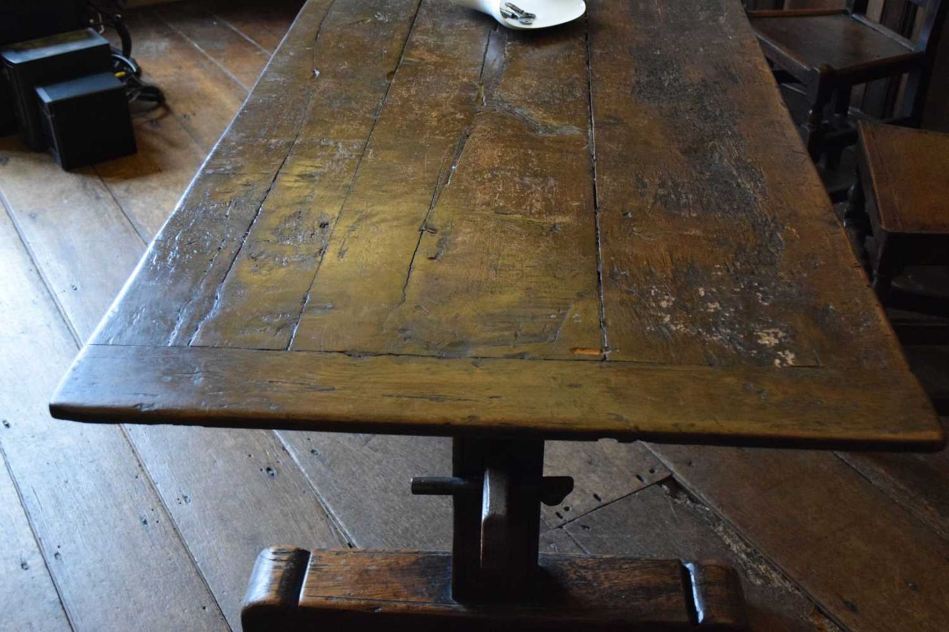18th Century and later oak trestle table - Image 6 of 11