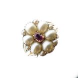Victorian ruby and pearl memorial ring