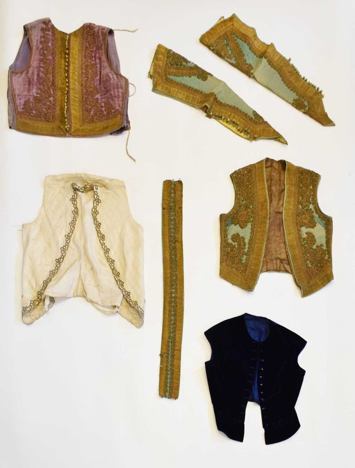 Gold thread trimmed waistcoats, etc