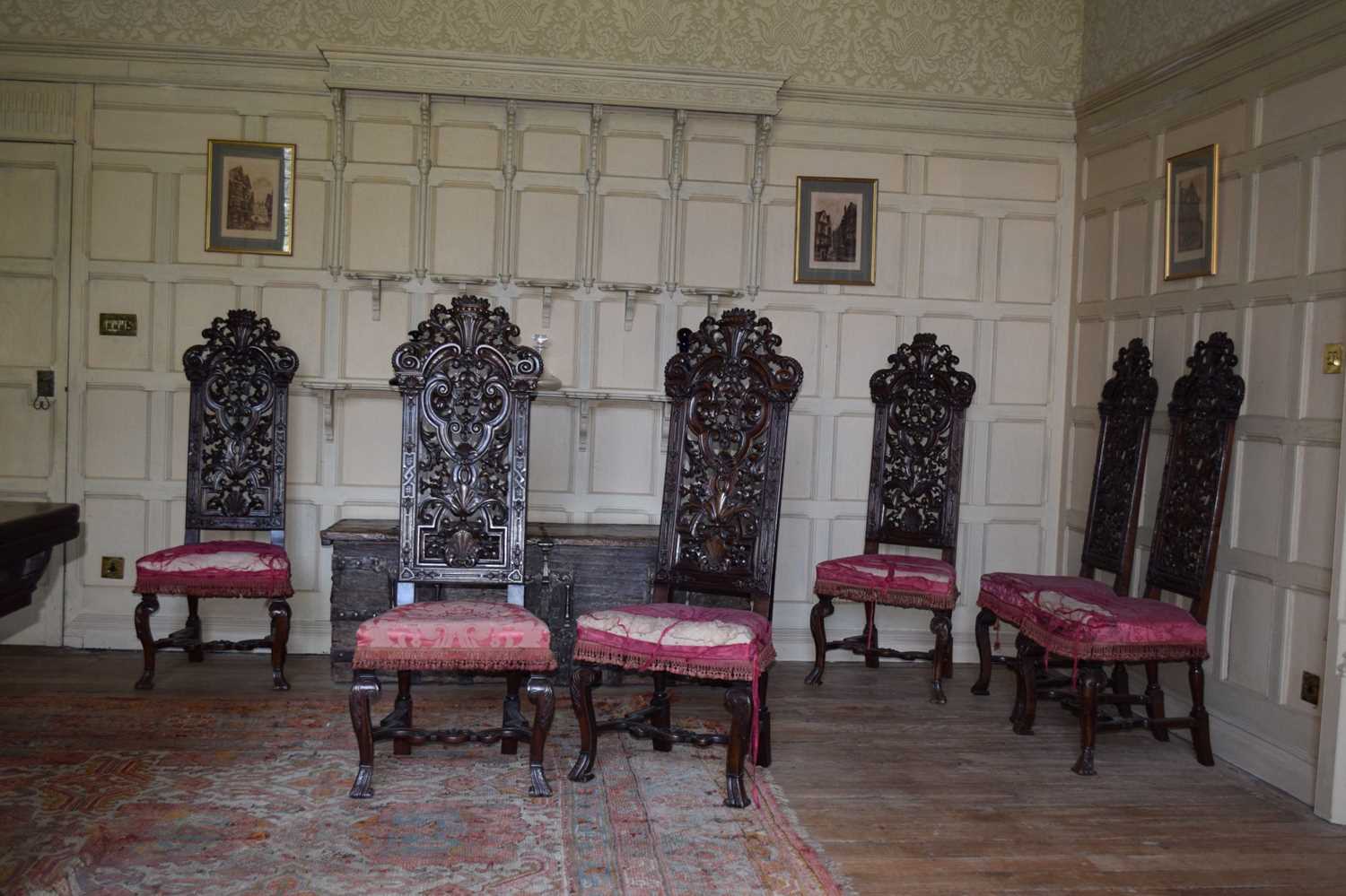 Set of six late 17th Century and later walnut high back dining chairs - Image 7 of 27