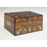 Victorian rosewood and mother-of-pearl inlaid toiletry box