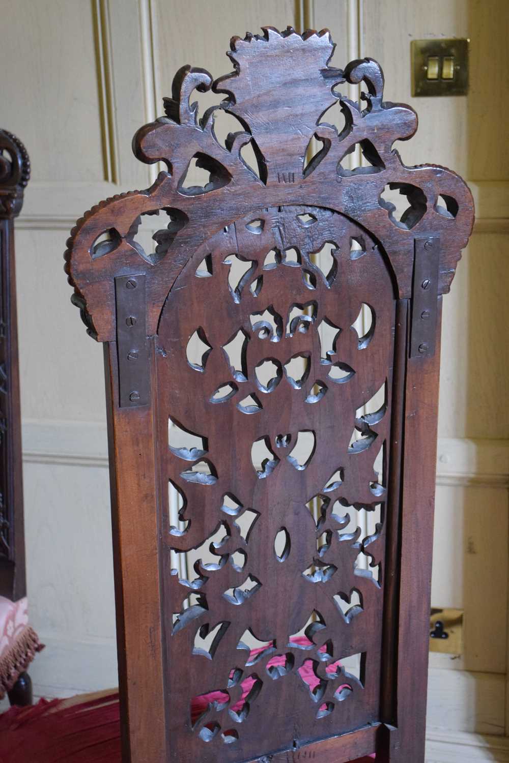 Set of six late 17th Century and later walnut high back dining chairs - Image 24 of 27