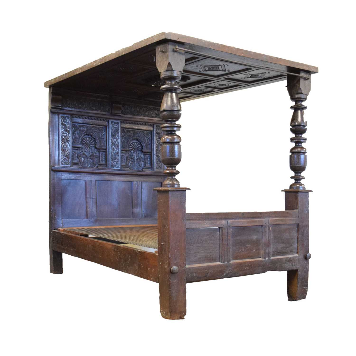 The Aldwick Court carved oak tester bed