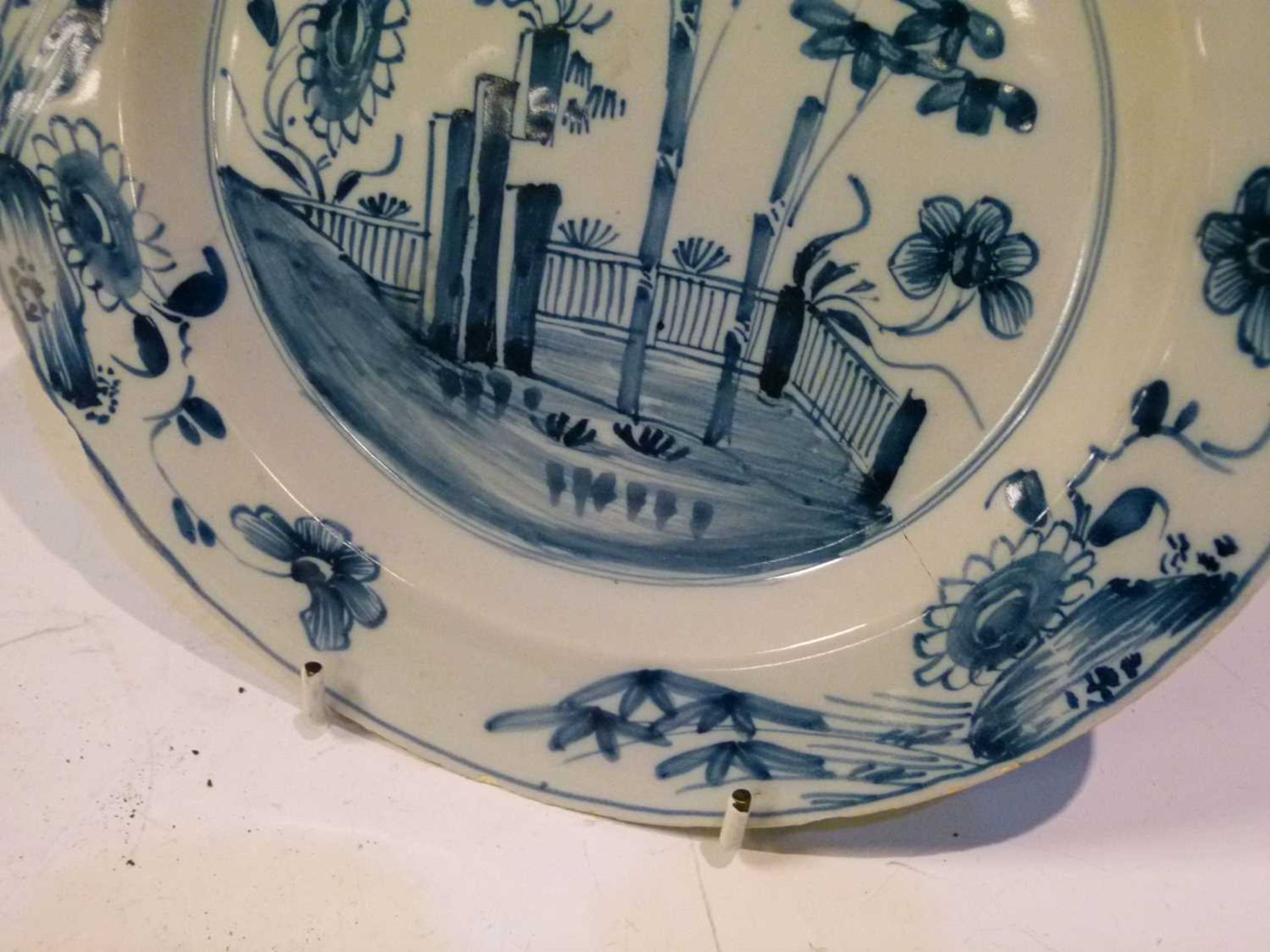 Four 18th Century English delft plates - Image 19 of 19